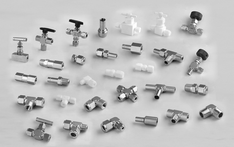 Collection of precision stainless steel tube fittings